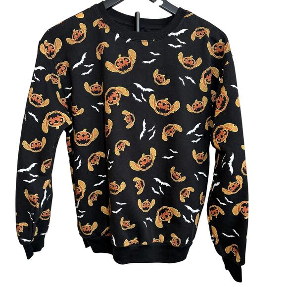 Disney Lilo and Stitch women’s Halloween black sweatshirt. Size S. Pumpkins. - Picture 1 of 6